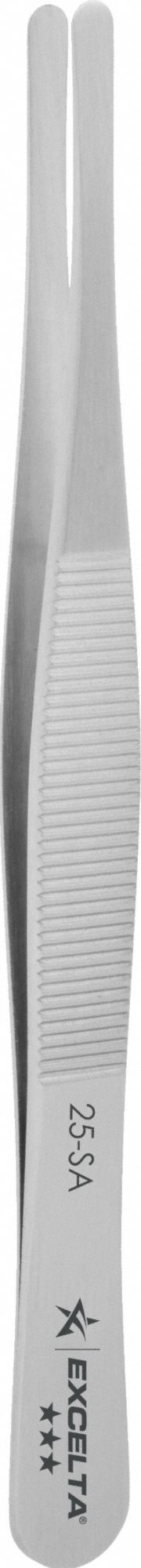 Tweezers: Stainless Steel, Point, Straight Tip, 0.016 in Tip Thick