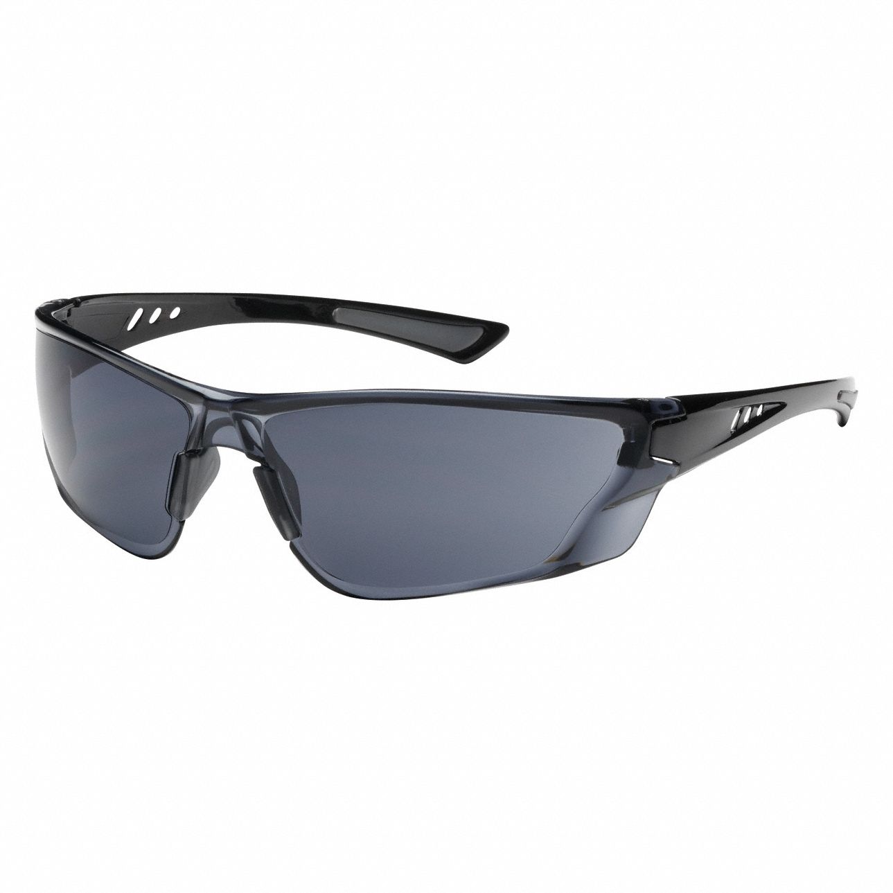 Safety Glasses: Gray Lens, Frameless, FogLess® 3Sixty™/Scratch-Resistant, Black Frame, 1 PR