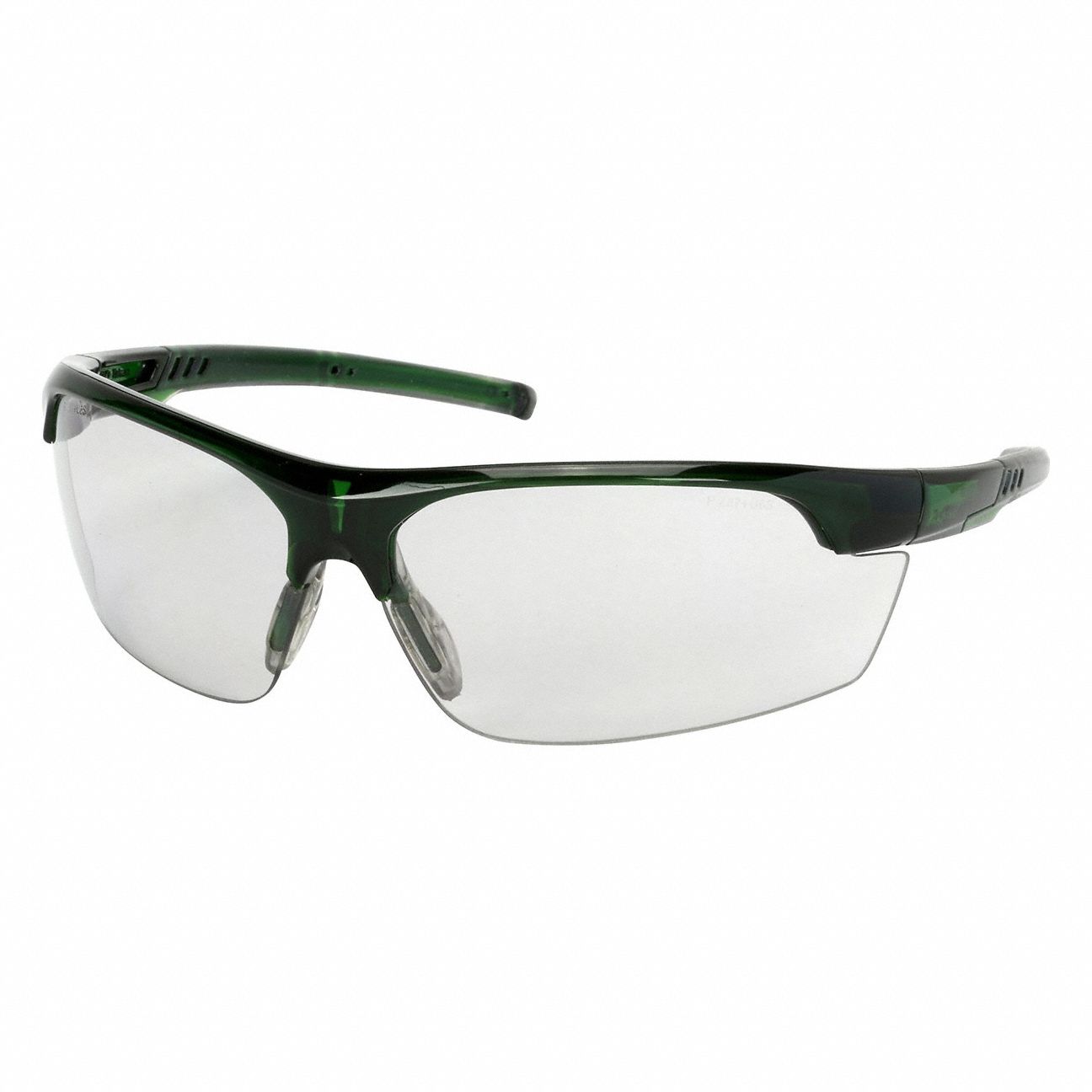 Safety Glasses: Gray Lens, Half-Frame, FogLess® 3Sixty™, Green Frame, Xtricate-C Series, 1 PR