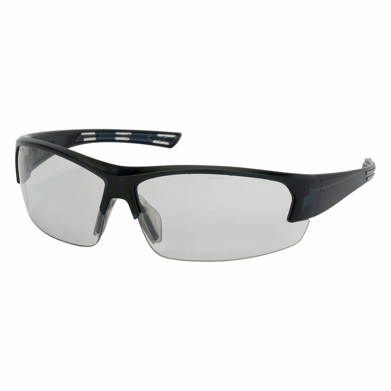 Safety Glasses: Gray Lens, Half-Frame, FogLess® 3Sixty™, Dark Blue Frame, 1 PR