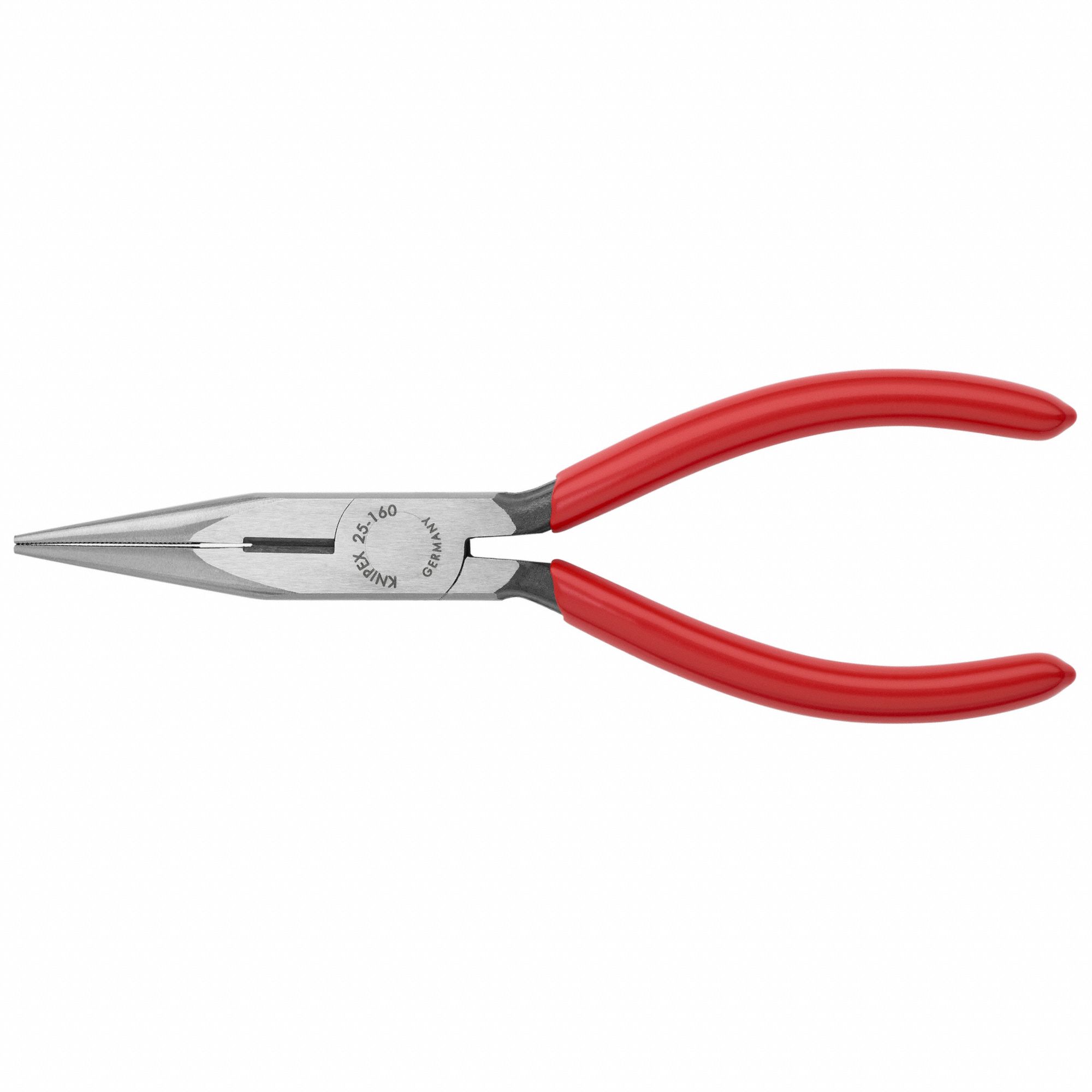 Long Nose Plier, 6-1/4" L, Serrated