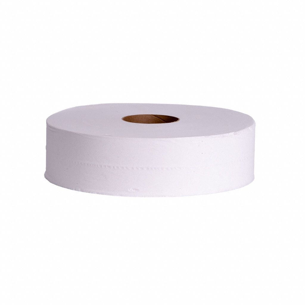 Toilet Paper Roll: 2 Ply, Continuous Sheets, 2, 000 ft Roll Lg, 12 in Roll Dia., 6 PK