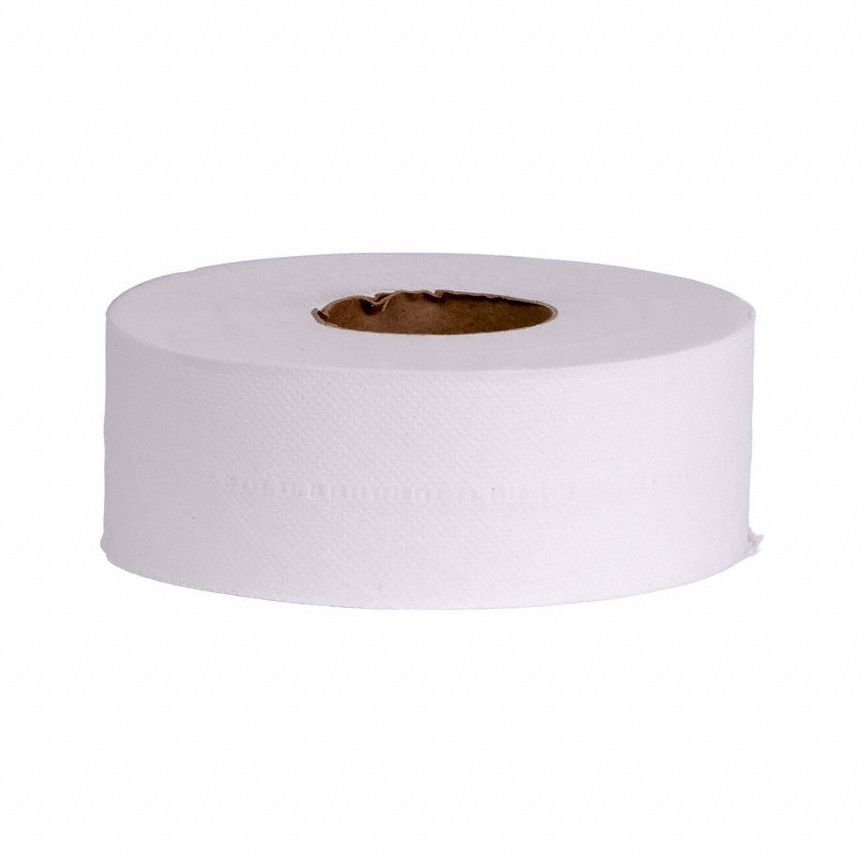 Toilet Paper Roll: 2 Ply, Continuous Sheets, 1, 000 ft Roll Lg, 9 in Roll Dia., 12 PK