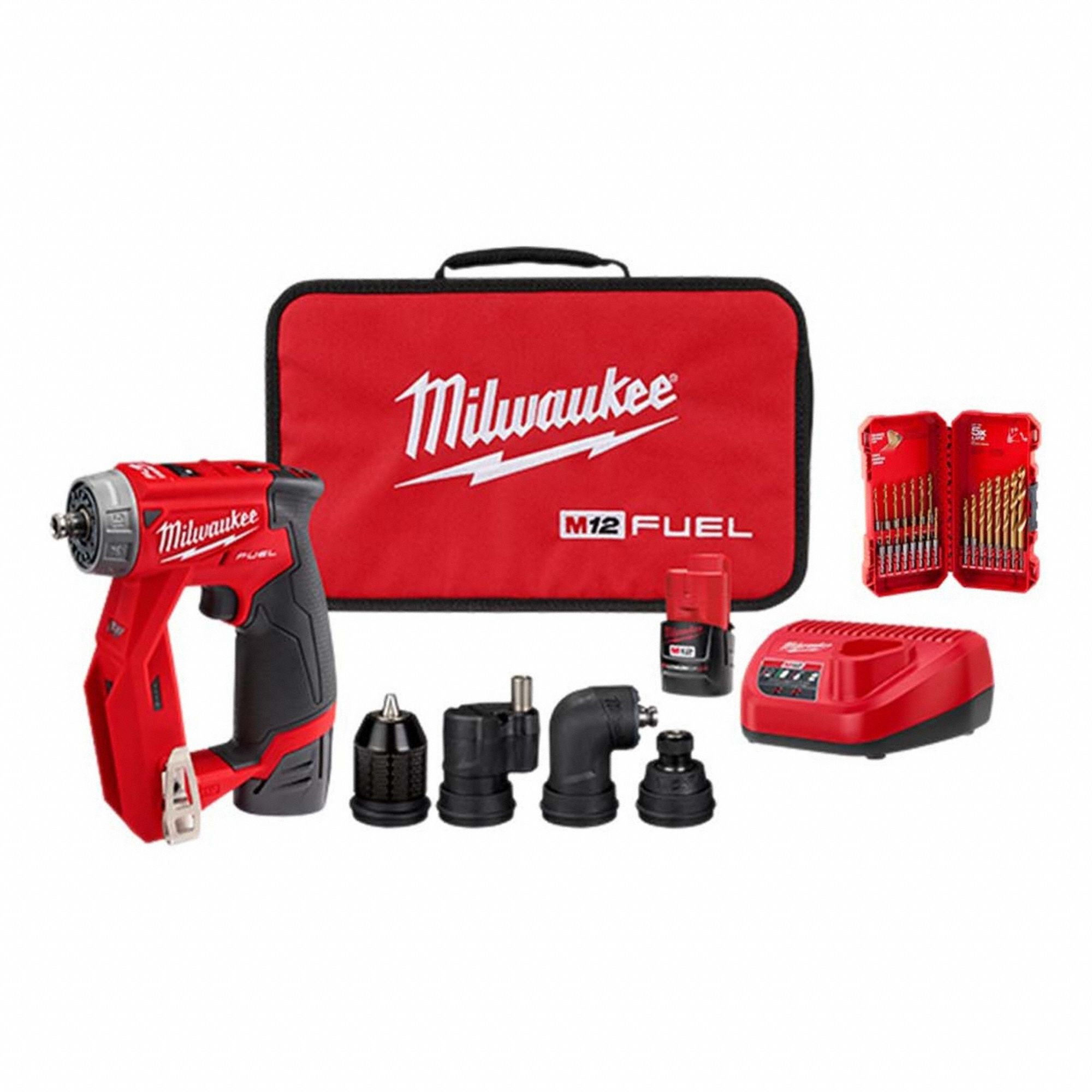 Drill/Driver Kit: M12 FUEL™, Interchangeable Chuck, 3/8 in Chuck, 1, 600 RPM Max.
