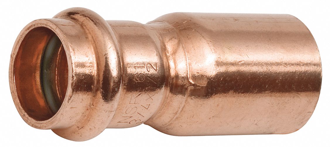 Crimp Adapter Fitting: Straight, 1 1/2 in CTS x 1/2 in CTS size, Press-fit x FTG, Copper