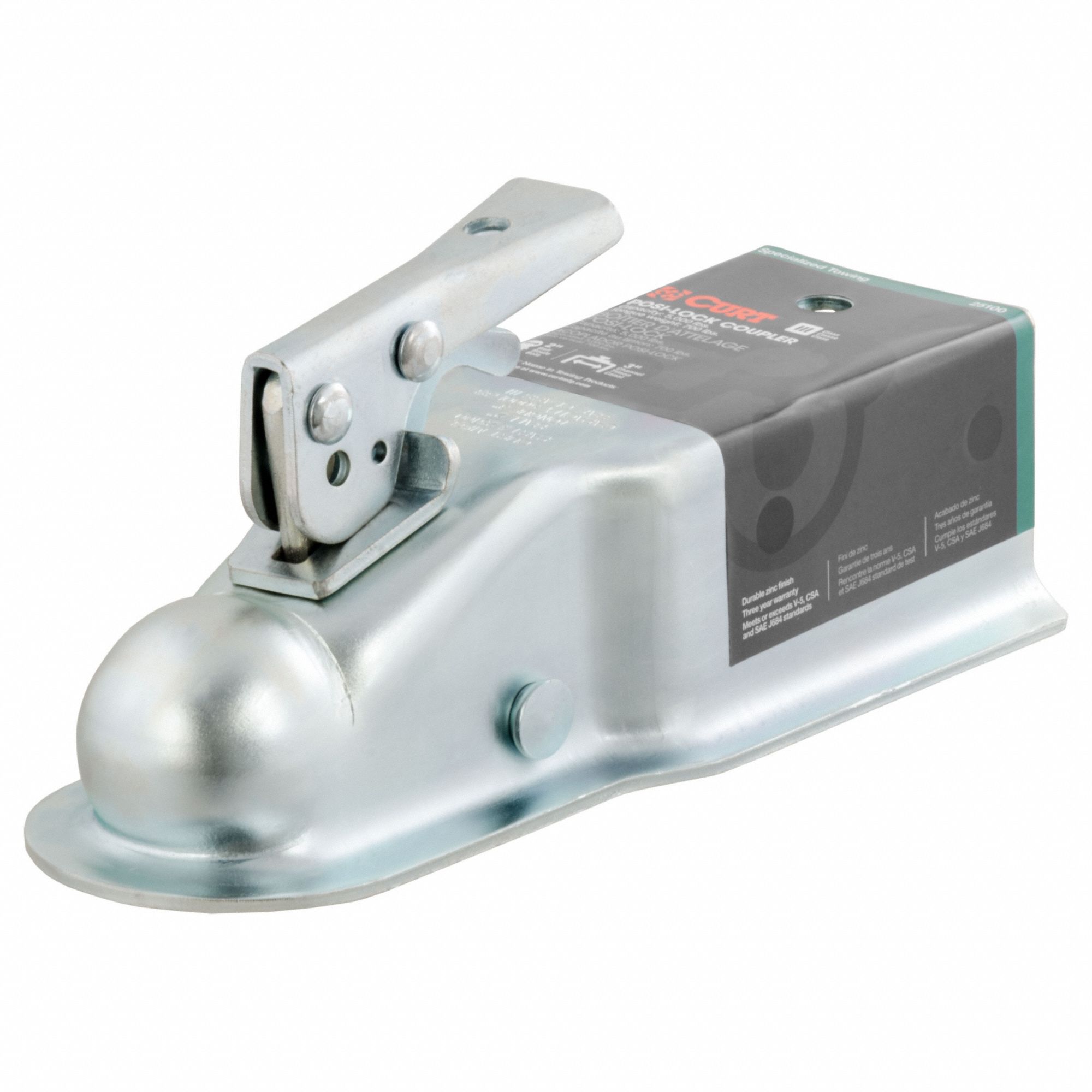 Towing Coupler: Straight-Tongue Coupler, III, 5, 000 lb Gross Towing Wt Capacity, Steel