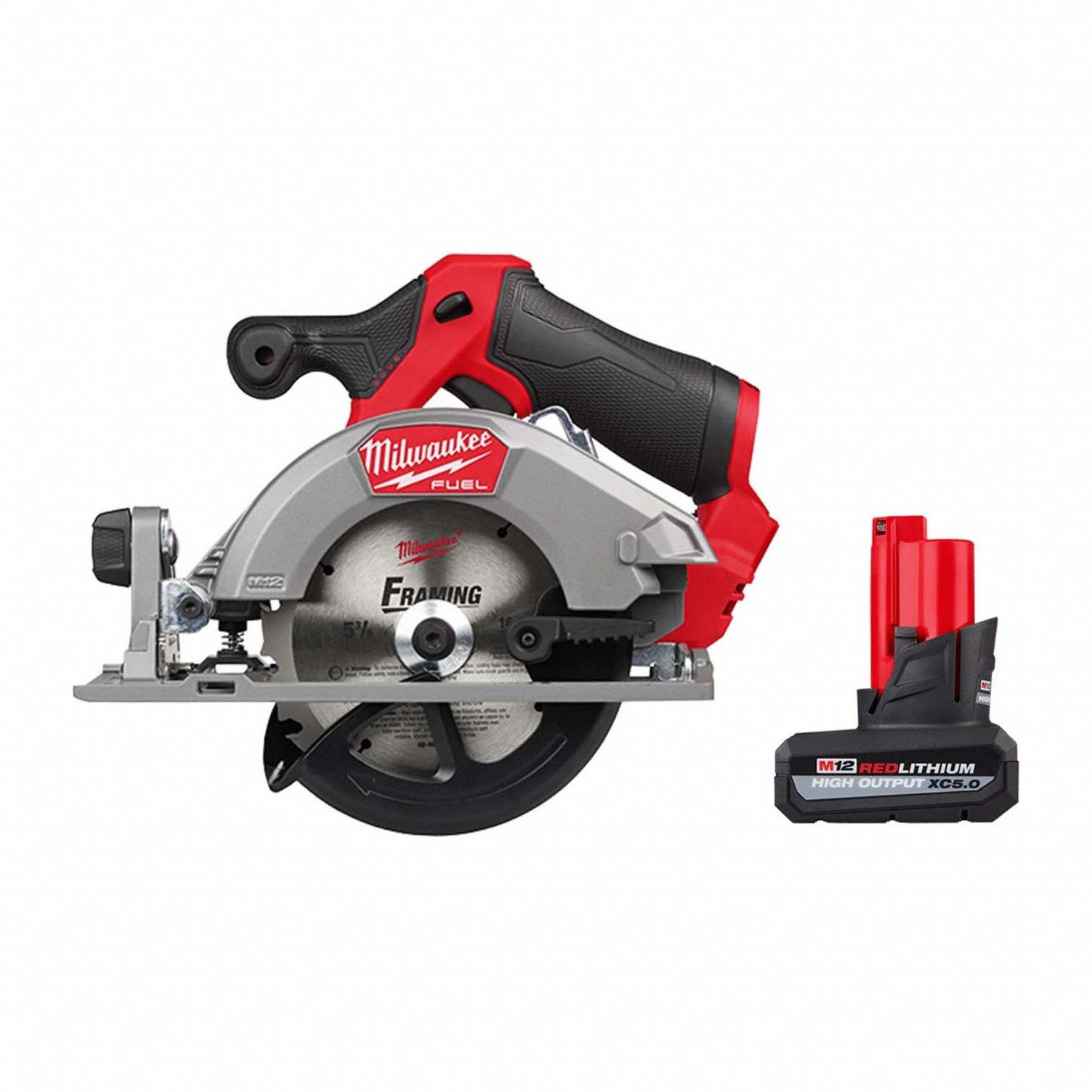 Circular Saw: 5 3/8 in Blade Dia., Left, 50°, 12 V DC Volt