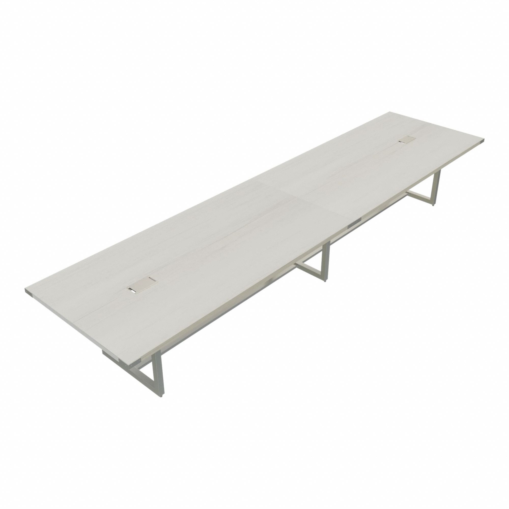 Conference Table: Rectangle, Fiberboard, White Ash, 47 1/4 in Overall Lg, 192 in Overall Wd