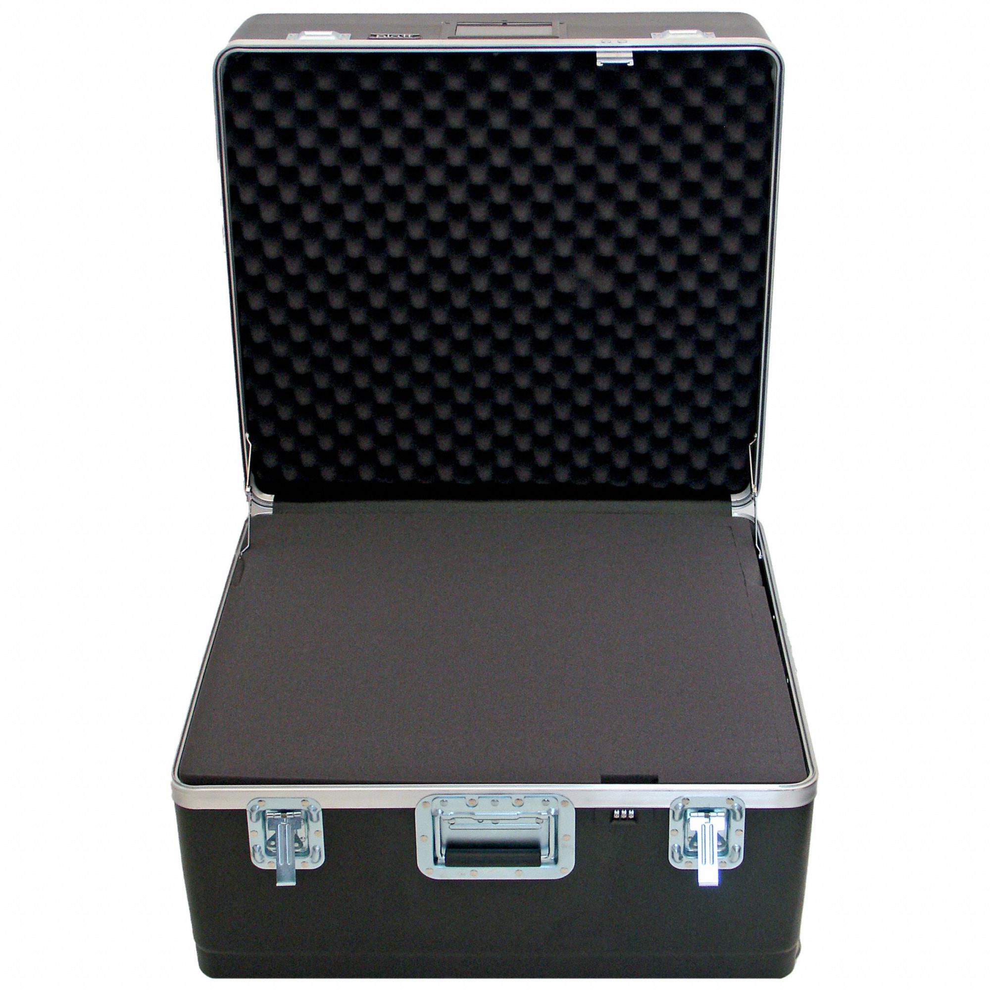 Protective Case: 23 3/8 in x 25 1/4 in x 16 in Inside, Pick and Pluck/Solid, Black, 2 Wheels