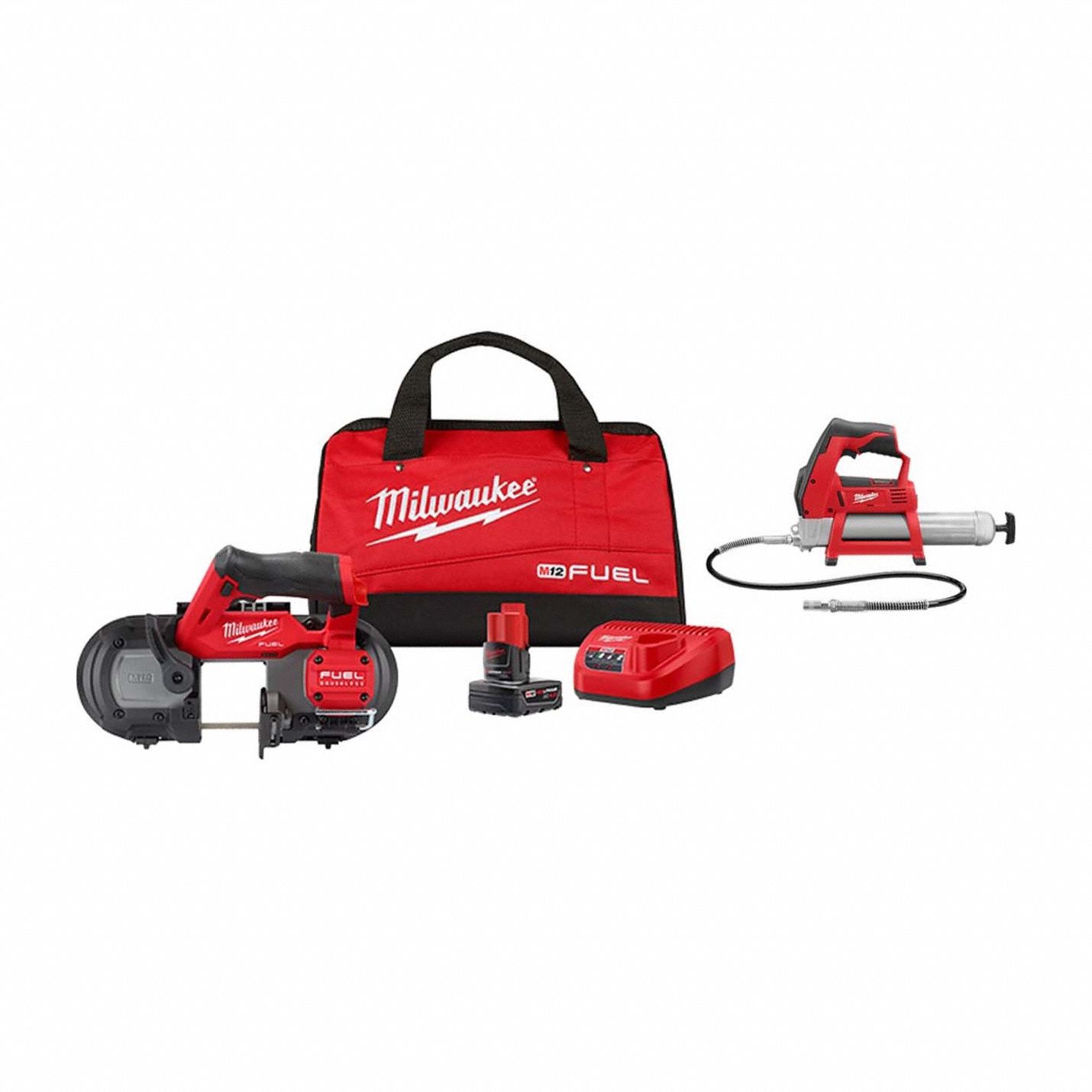 Tool Combination Kit: 2 Tools, Grease Gun/Portable Band Saw, 12 V DC Volt, M12™/M12 FUEL™