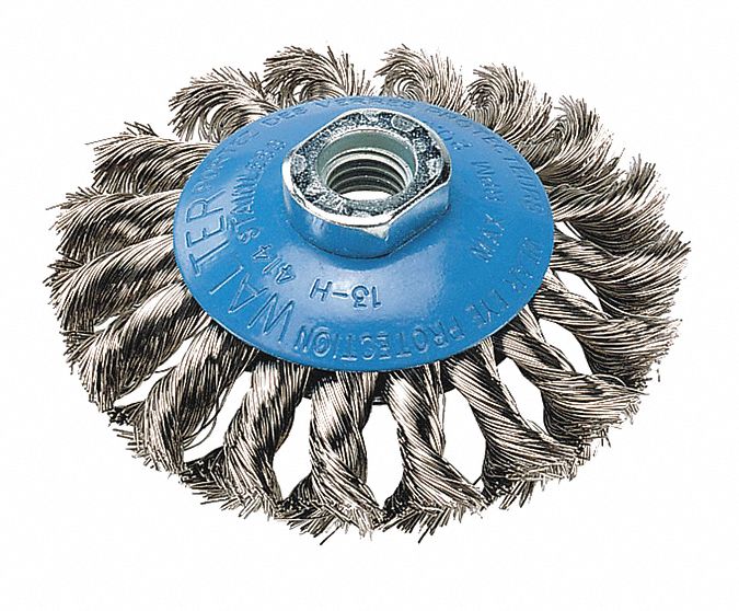 SAUCER CUP BRUSH, KNOT-TWISTED WIRE, 5/8