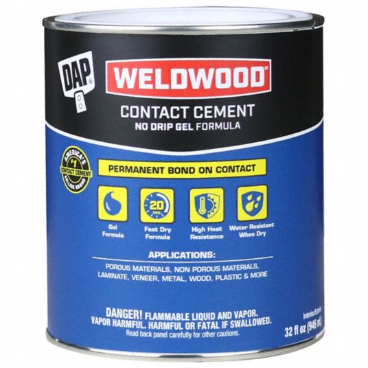 DAP Contact Cement Weldwood Gel, Gen Purpose, 1 qt, Can, Tan, Water