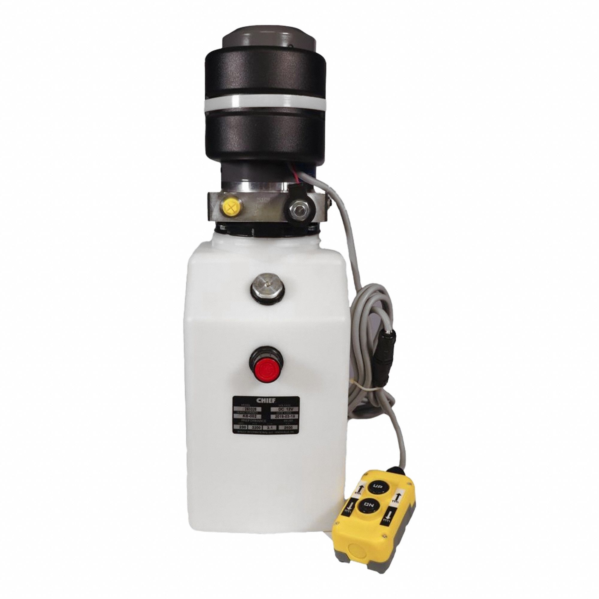 Hydraulic Power Unit: 1.3 gpm, 2, 800 psi Max. Pressure, 8 qt Reservoir Capacity, 12V DC, Poly