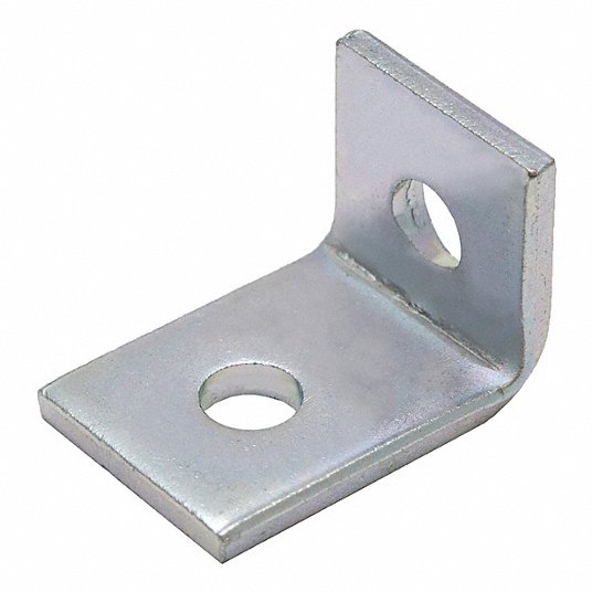 Corner Connector, 90 Degrees: 2 Holes, 1/2 in Hole Dia, Steel