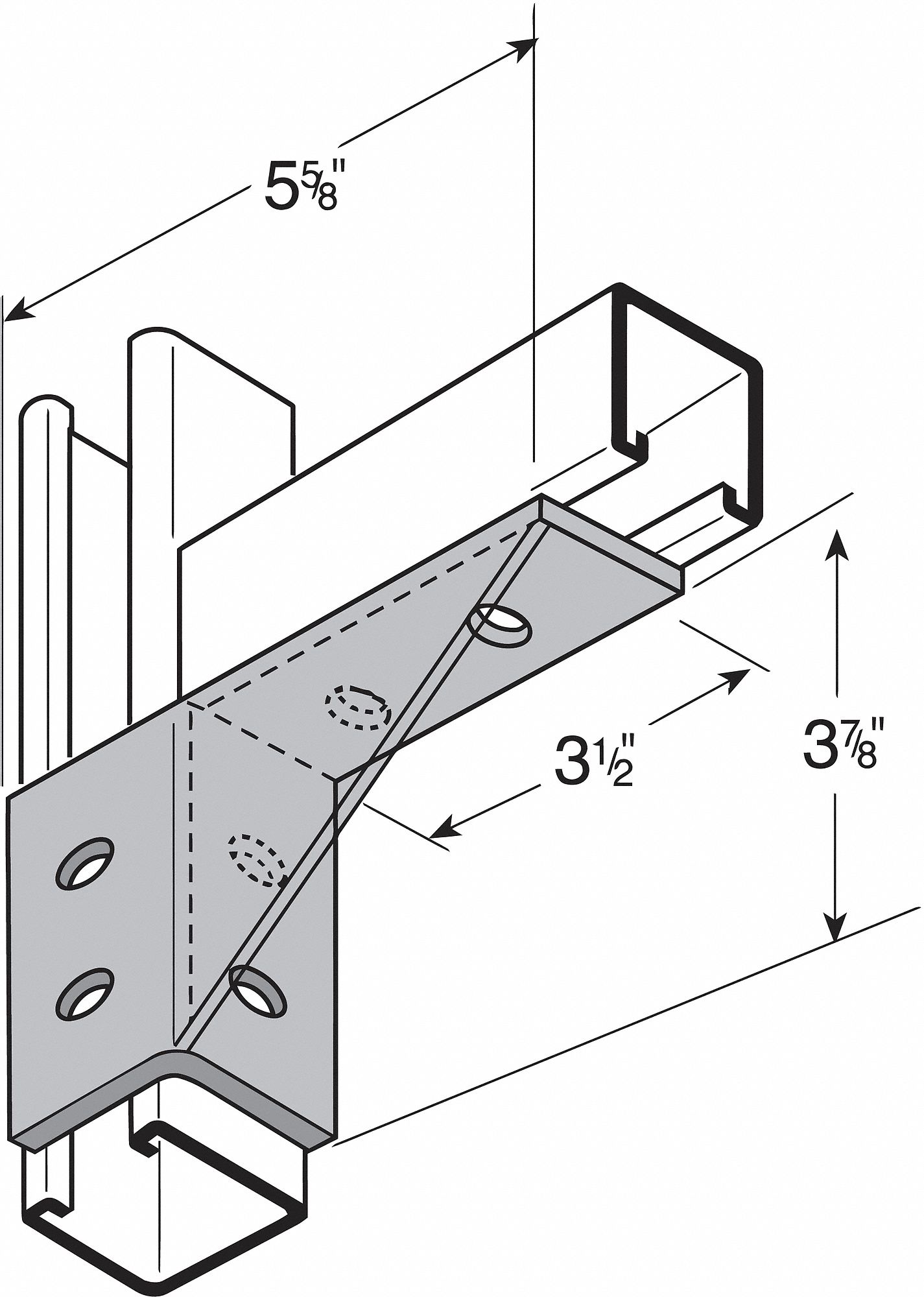Wing Connector,  Steel, Overall L 5 5/8in