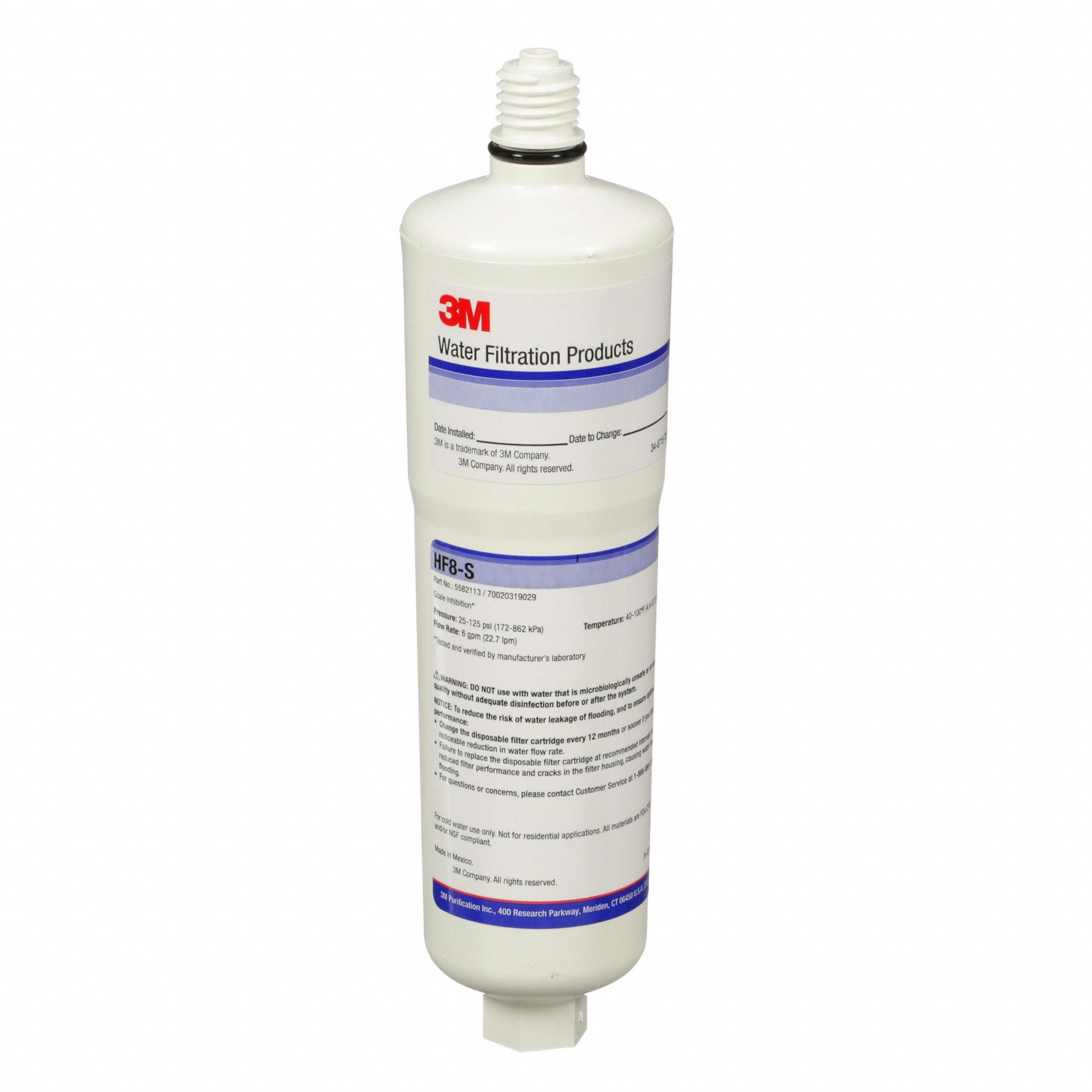 3M WATER FILTRATION PRODUCTS, 6 gpm, 8 7/8 in Overall Ht, Inline Water