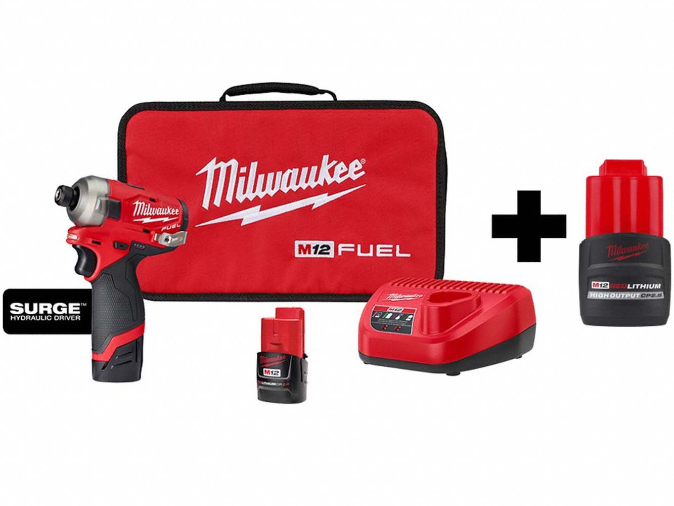 Impact Driver Kit: 1/4 in Drive Size, 450 in-lb, 450 in-lb Torque - Max, Brushless, M12™
