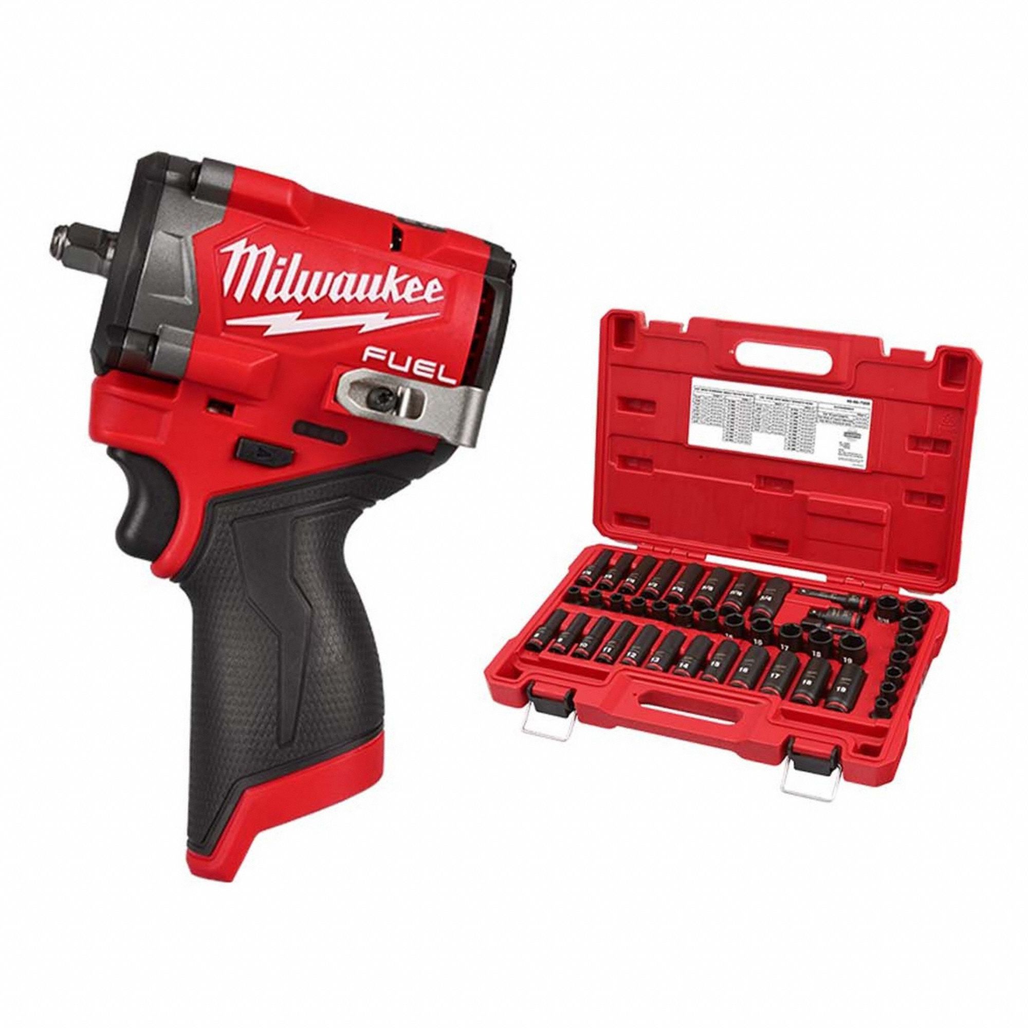 Impact Wrench Kit: 3/8 in Drive Size, 400 ft-lb Fastening Torque, Brushless, 12 V DC Volt