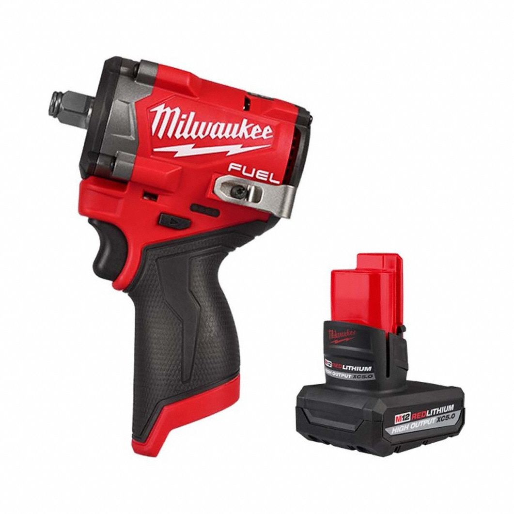 Impact Wrench Kit: 1/2 in Drive Size, 400 ft-lb Fastening Torque, Brushless, 12 V DC Volt