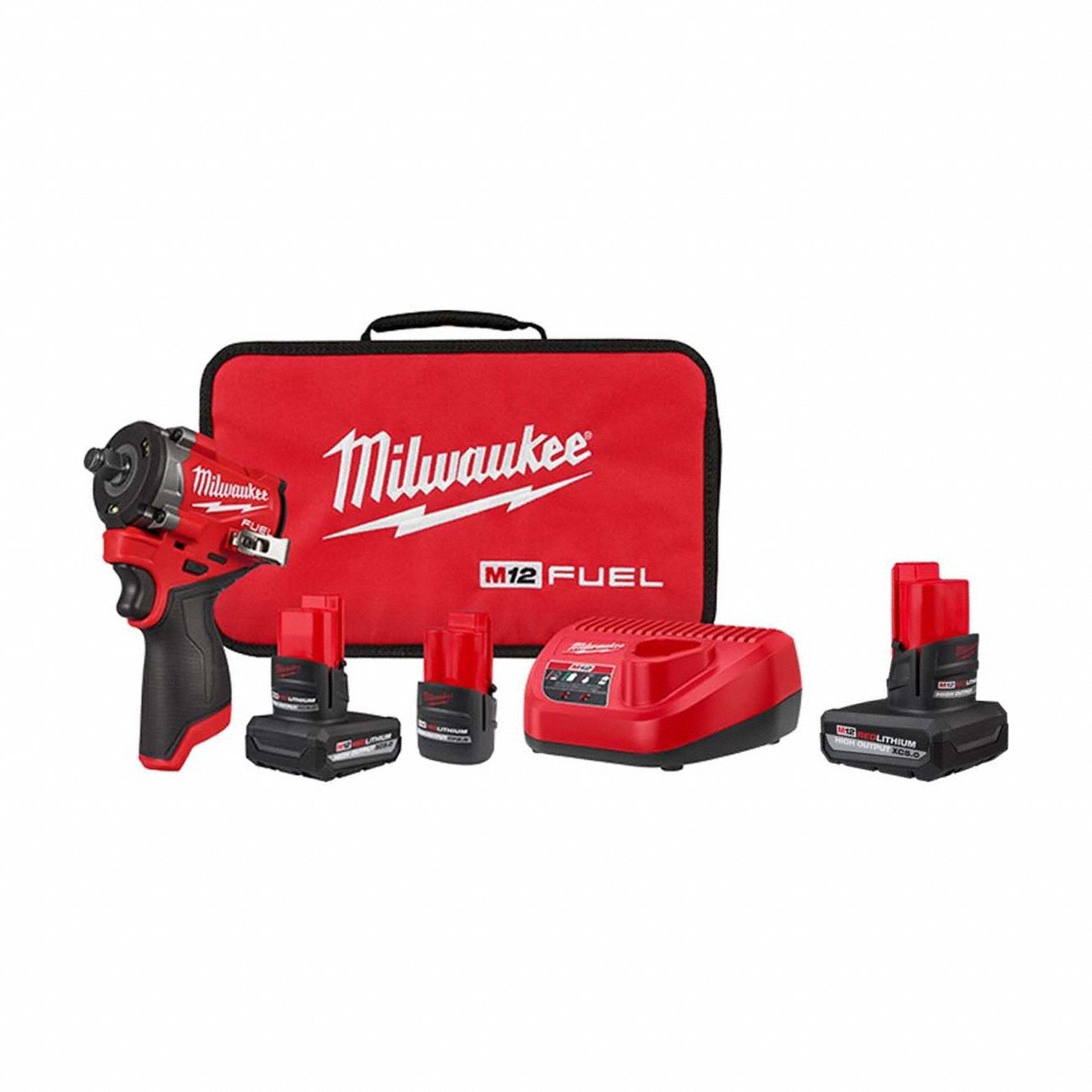 Impact Wrench Kit: 1/2 in Drive Size, 400 ft-lb Fastening Torque, Brushless, 12 V DC Volt