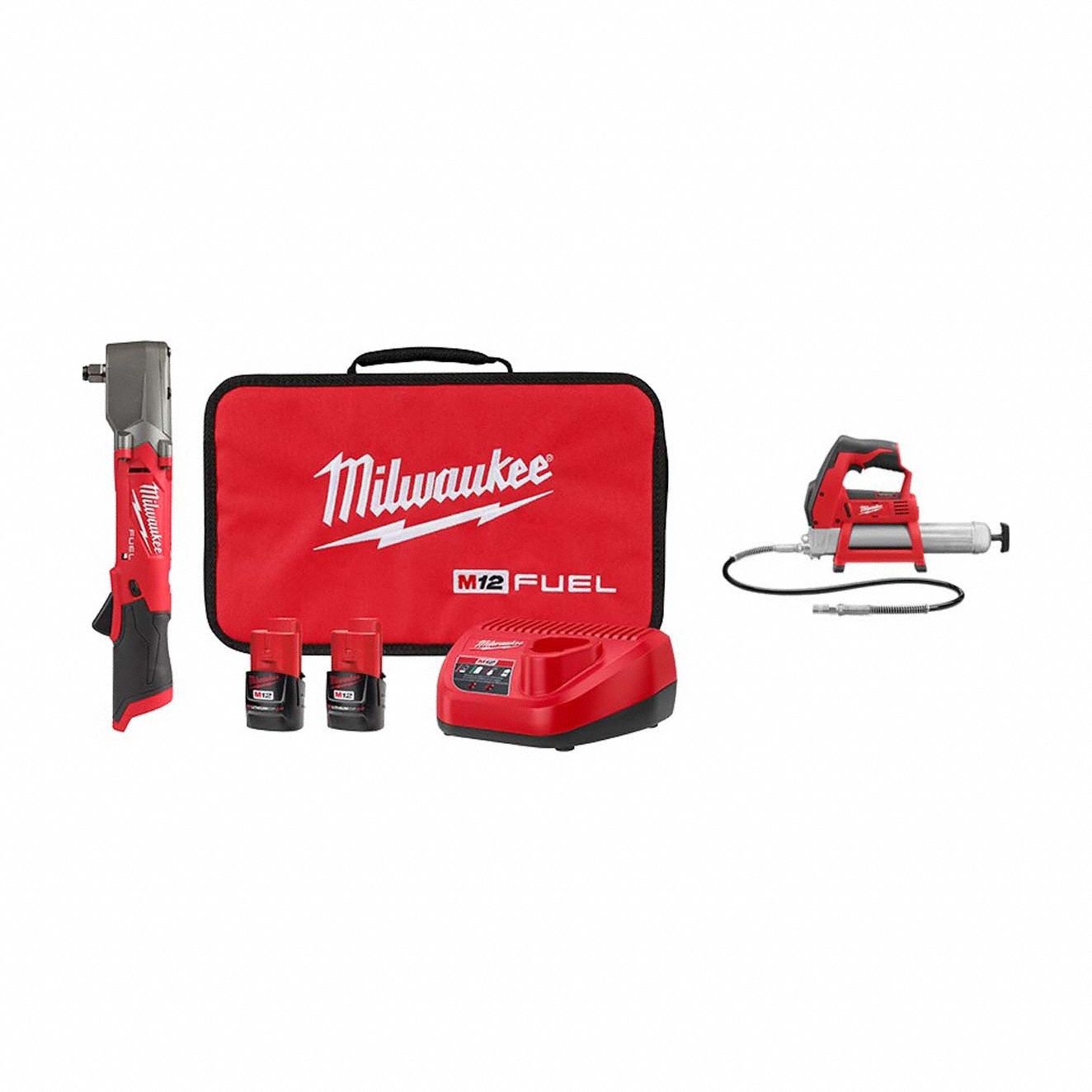 Tool Combination Kit: 2 Tools, Grease Gun/Impact Wrench, 12 V DC Volt, Battery Included