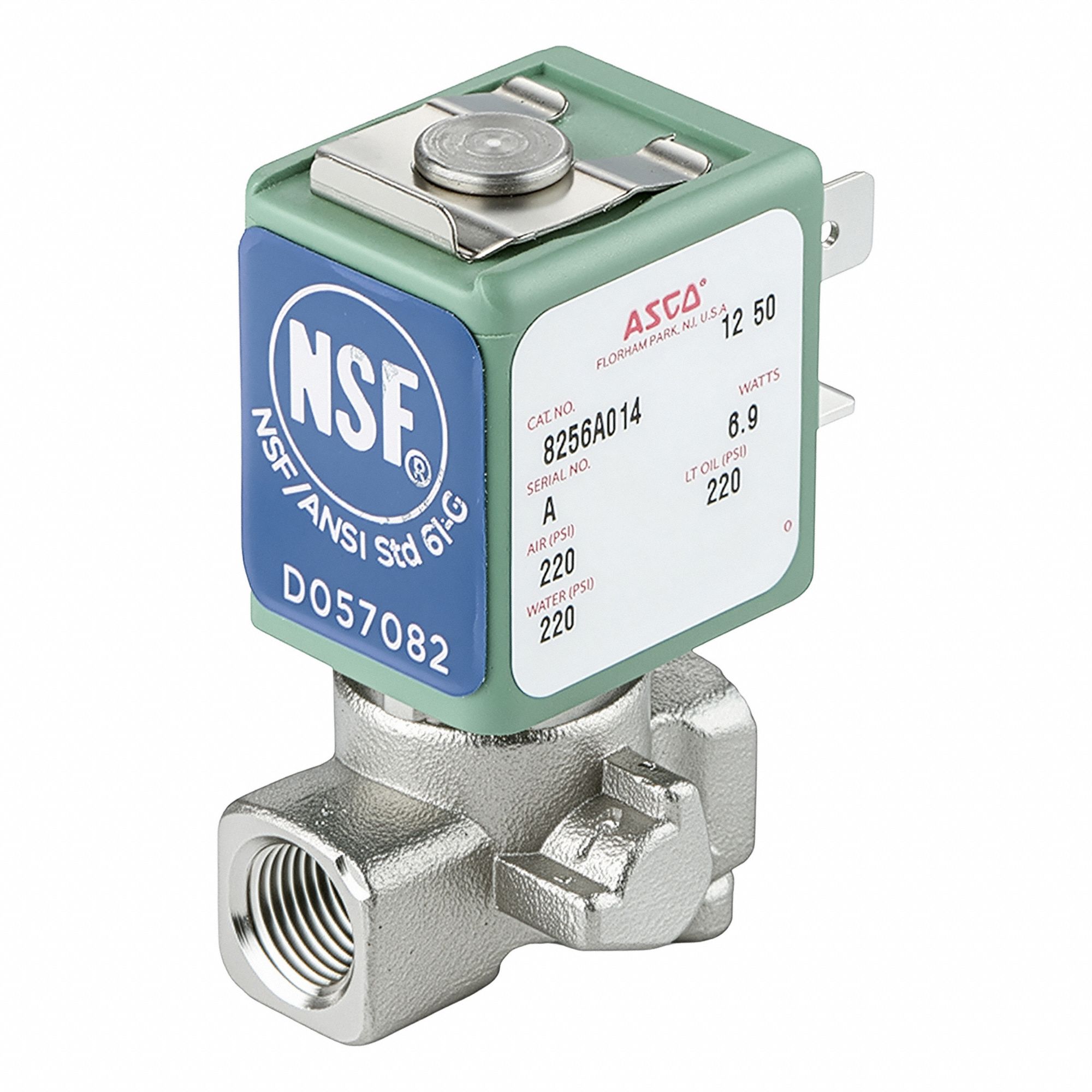 Solenoid Valve: 2-Way, Normally Closed, 1/8 in Pipe Size, 110V AC/120V AC, Compact, FKM Seal