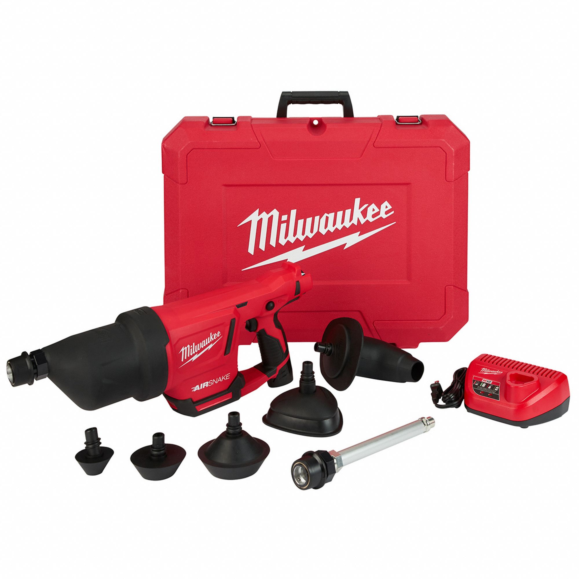 Drain Gun Kit: Cordless, AIRSNAKE, M12, For 1 in to 4 in Pipe, 500 RPM Max.