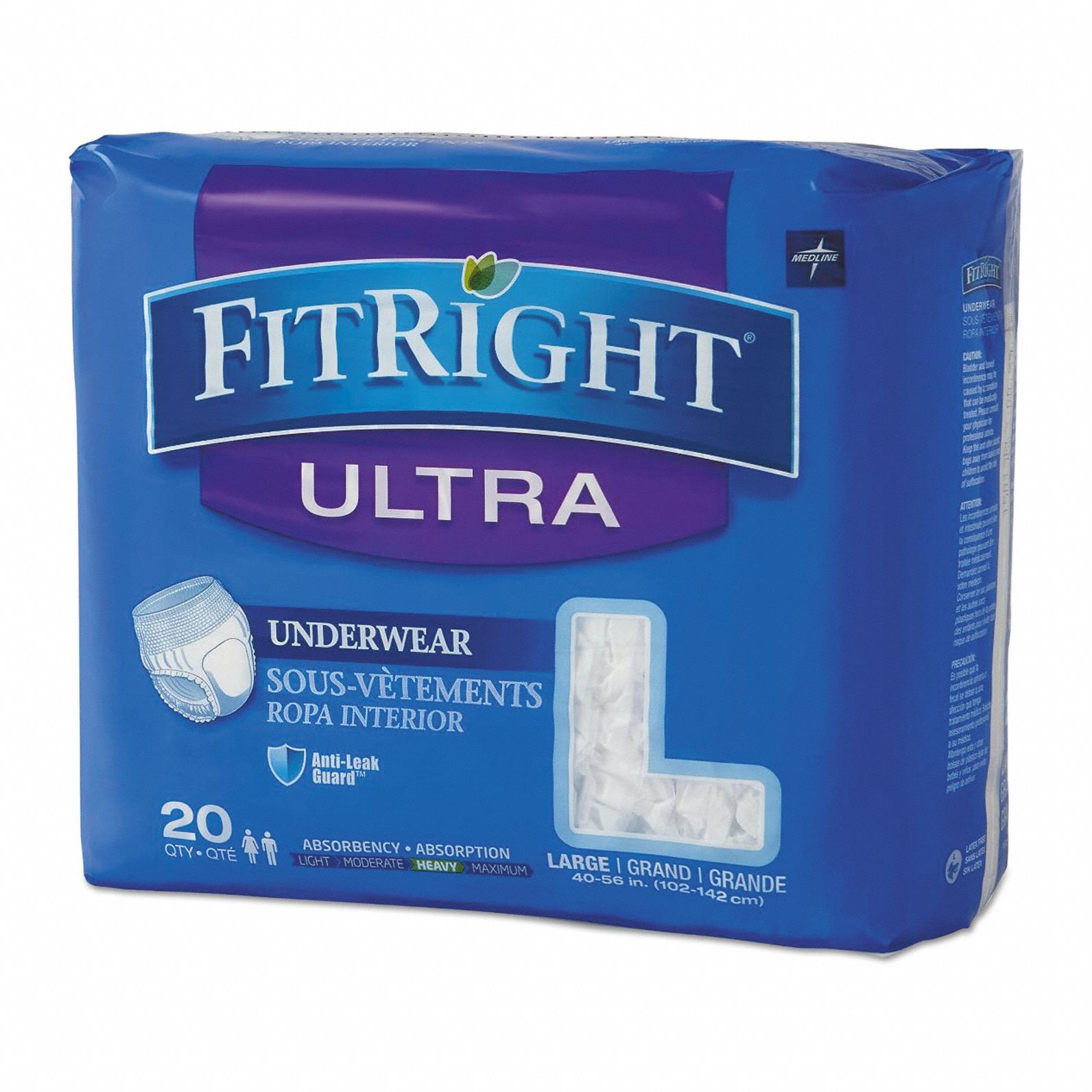 Incontinence Underwear: Regular, Sensisoft Fabric, White, 34 Max Pant Size, 80 PK