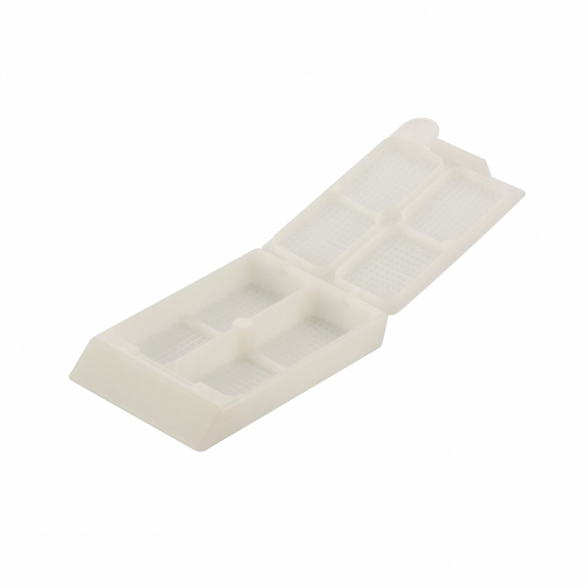 Compartmented Biopsy Cassettes: White, Polyoxymethylene, 1.65 in Overall Lg