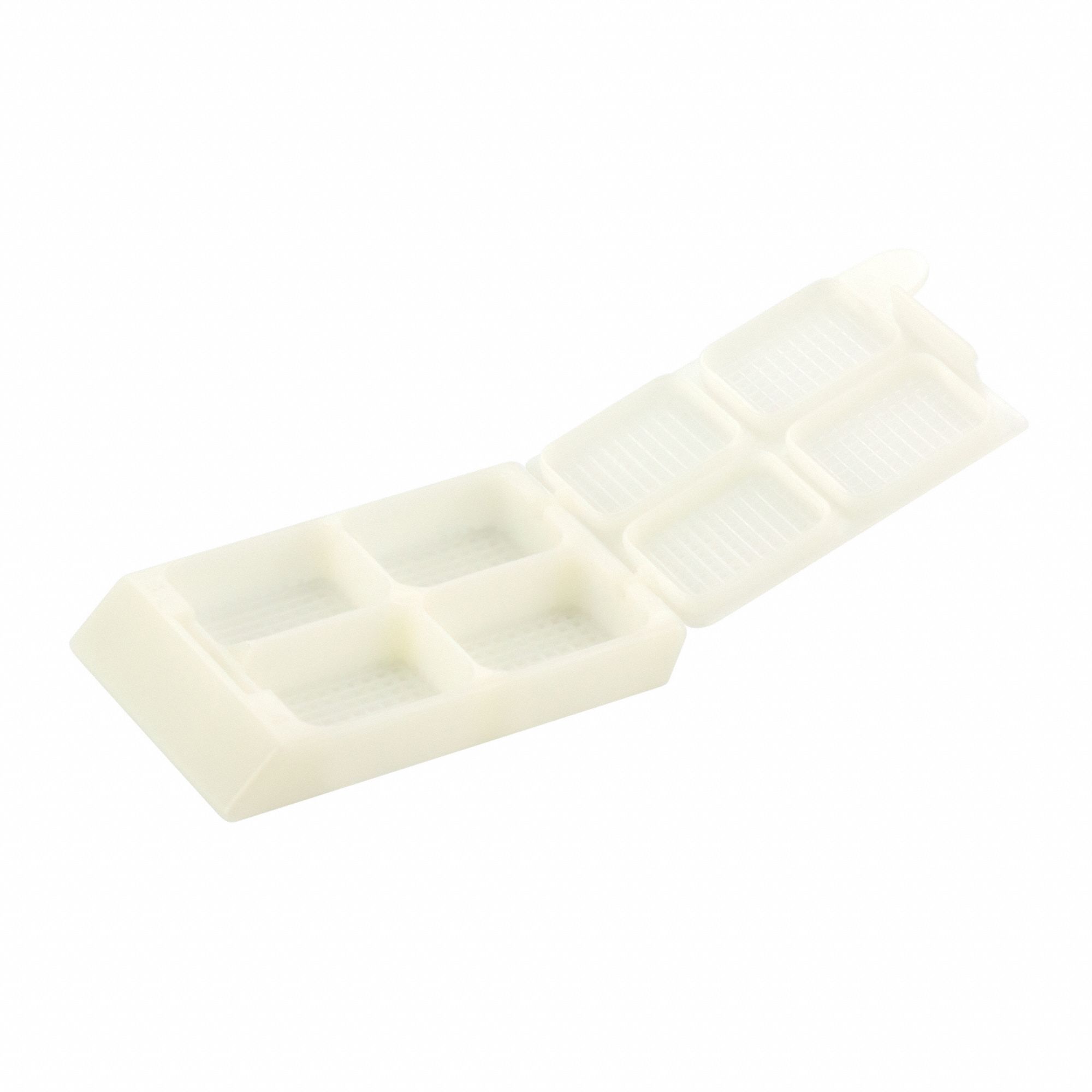 Compartmented Biopsy Cassettes: White, Polyoxymethylene, 1.65 in Overall Lg