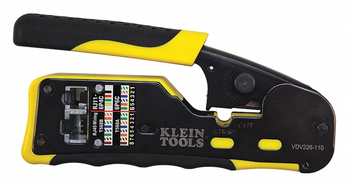 KLEIN TOOLS 6 3/32 inL Ratchet Crimper, CAT3, CAT5e, CAT6/6A 258X36