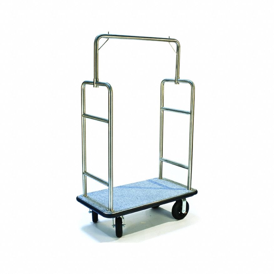 Bellman Cart: 1 1/2 in Frame Dia, 44 in Overall Lg, 24 in Overall Dp, 72 in Overall Ht, Gray