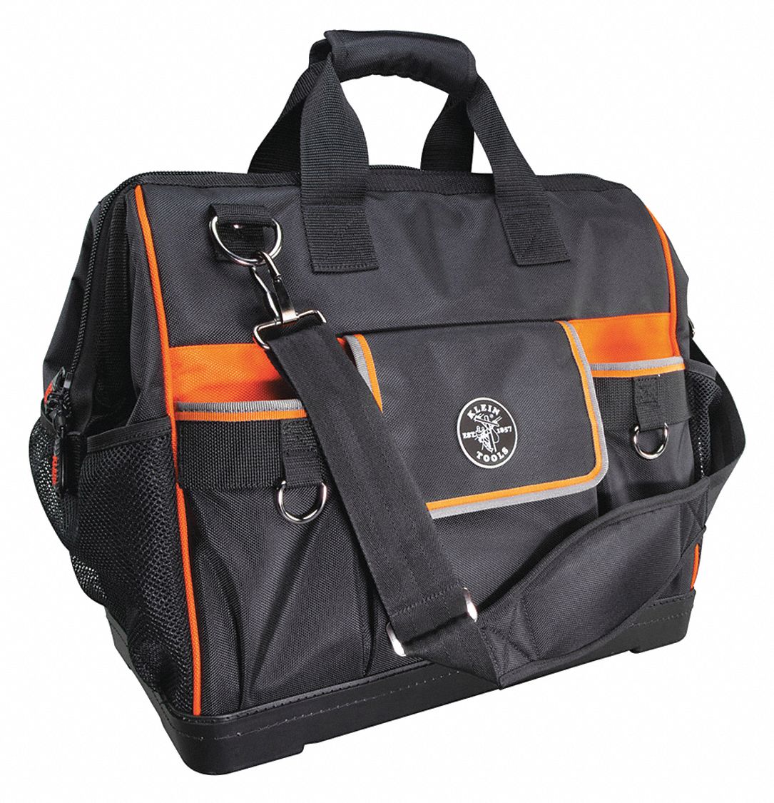 TOOL BAG,WIDE-OPEN,BLACK/ORANGE,ZIPPER