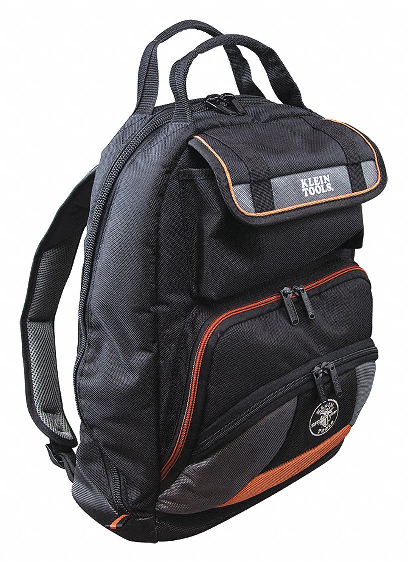 BACKPACK,TOOL GEAR,BLACK/ORANGE,ZIPPER