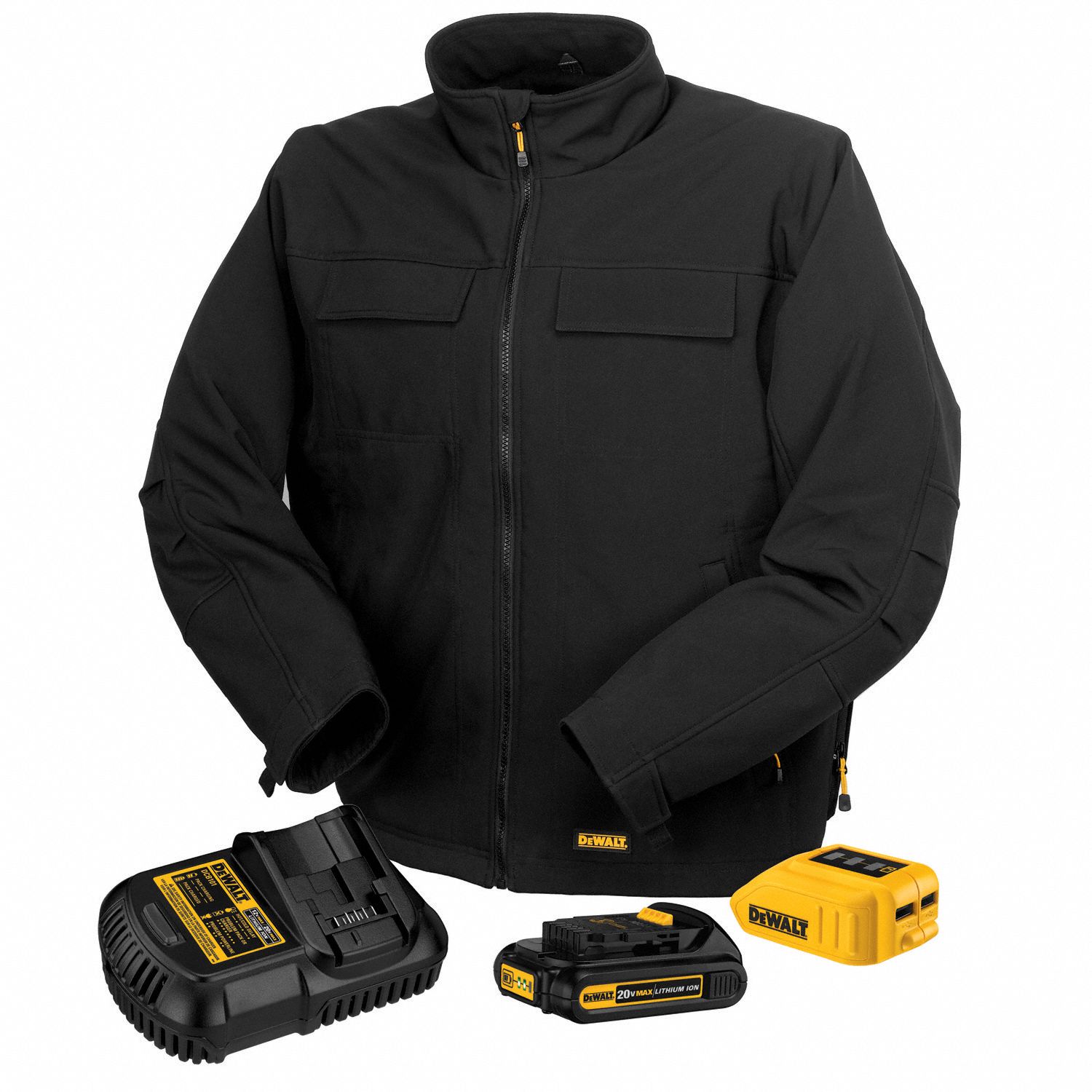 DEWALT Men's Black Heated Jacket, Size L, Battery Included Yes