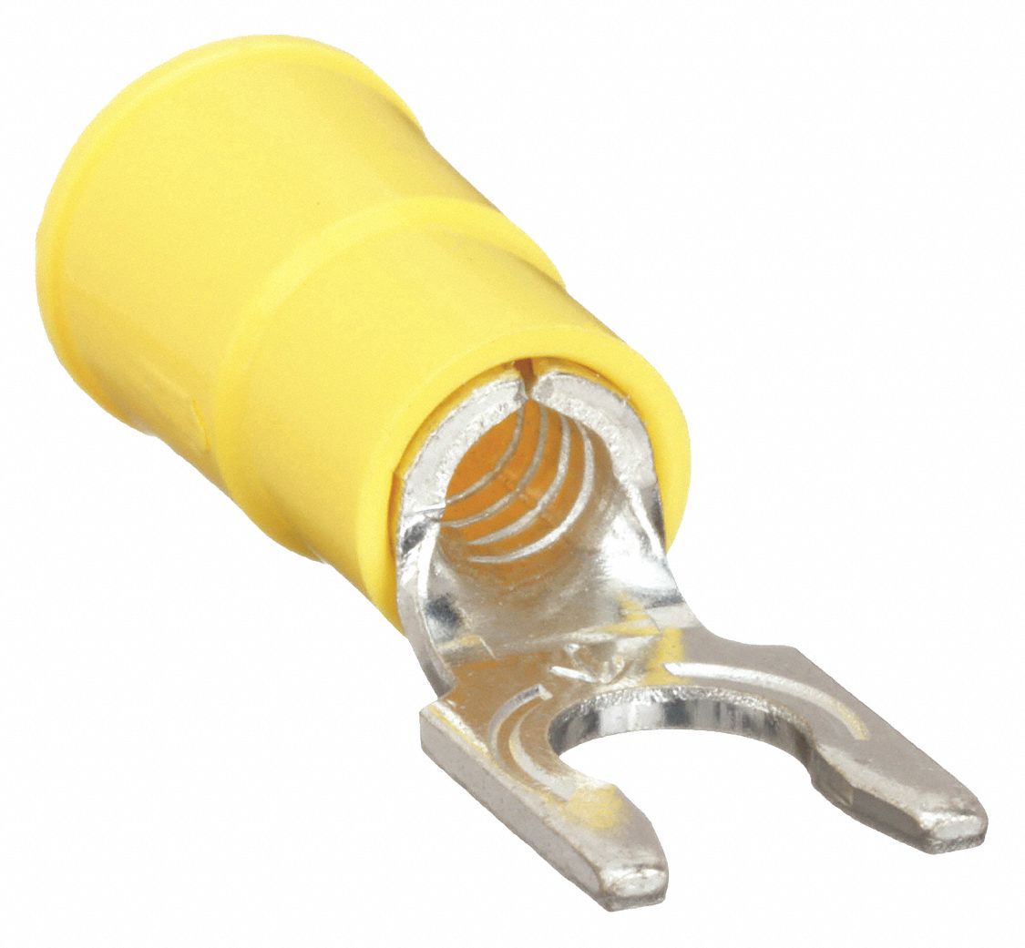 3M, Yellow, 10 Stud Size, Fork Terminal 25AZ71LFV1010Q Grainger
