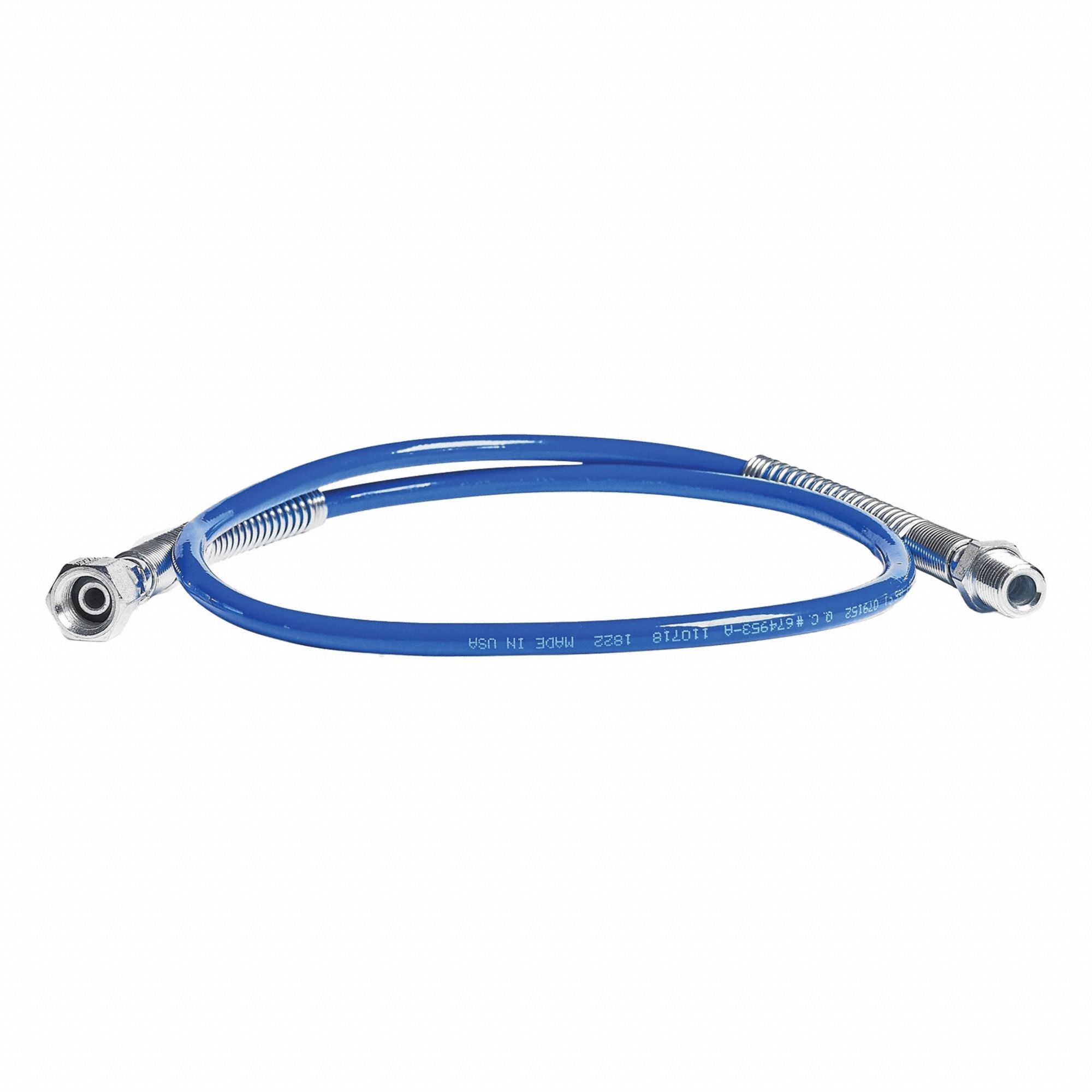 COUPLED HOSE: 1/8 in Inside Dia, 3 ft Overall Lg, Nylon, Nylon, Blue, 150°F Op Temp - Max