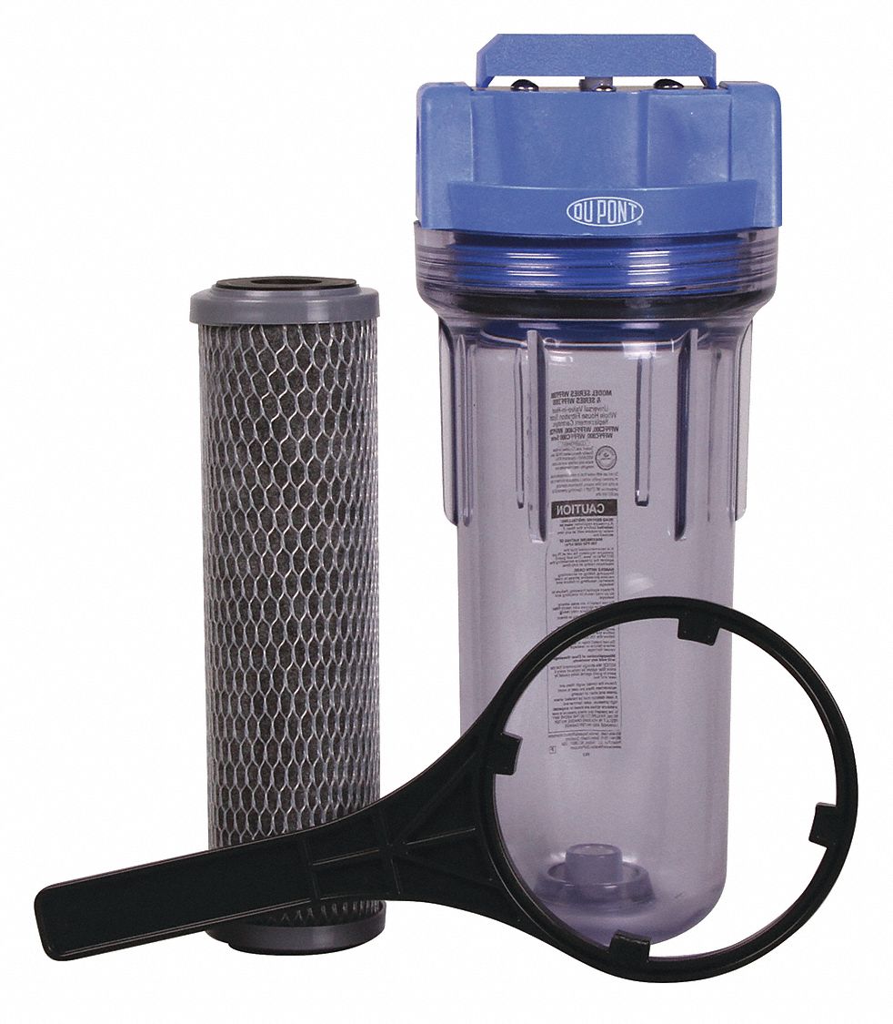 DUPONT Water Filter System: 20 micron, 5 gpm, 15,000 gal, 13 1/4 in Ht