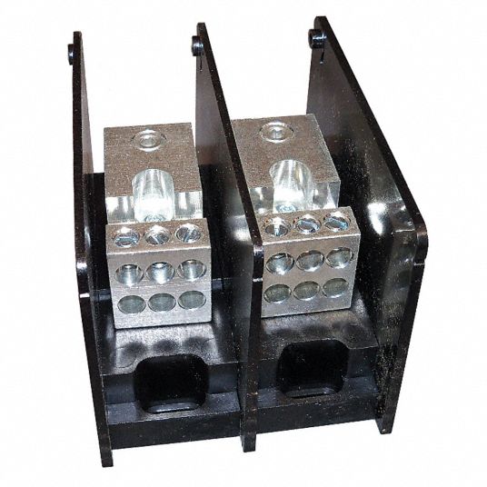 MERSEN Power Distribution Block: 2 Poles, Surface Mount, 14 AWG – 2/0 AWG  Line Side Wire Size Range