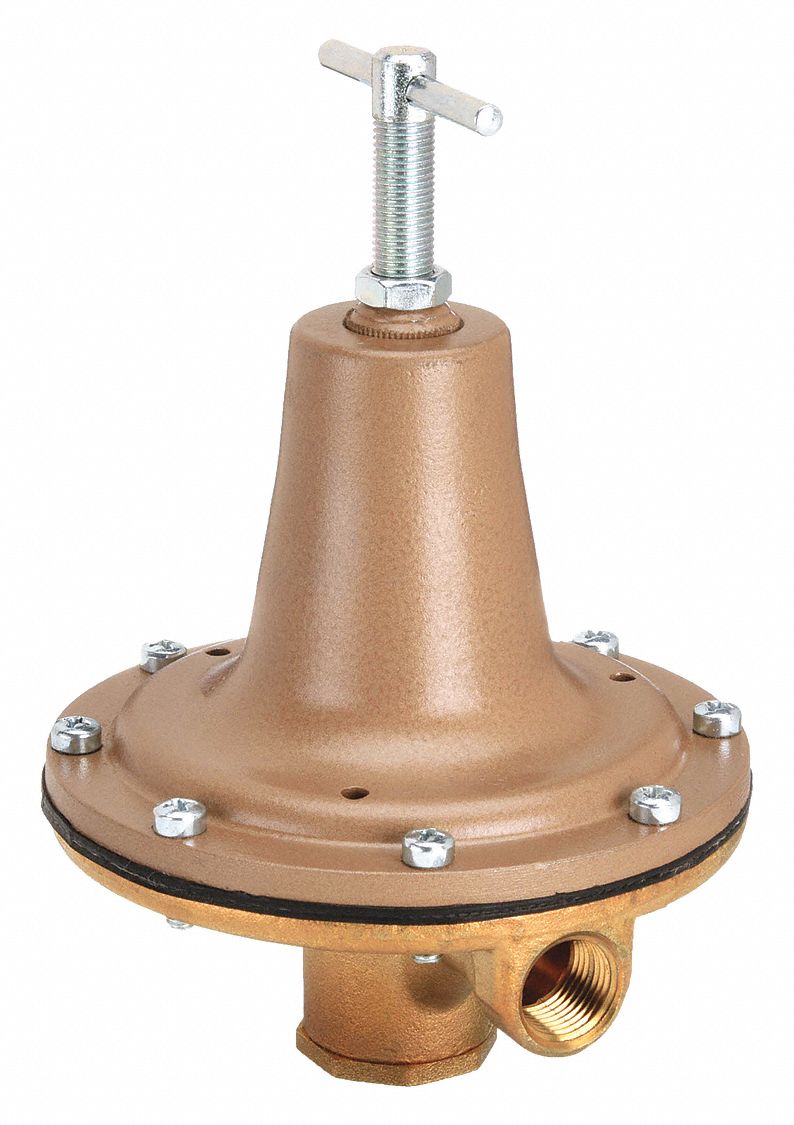 Pressure Regulator: FNPT x FNPT, 3/8 in Pipe Size, Brass, 0 psi to 50 psi, 120°F Max. Op Temp