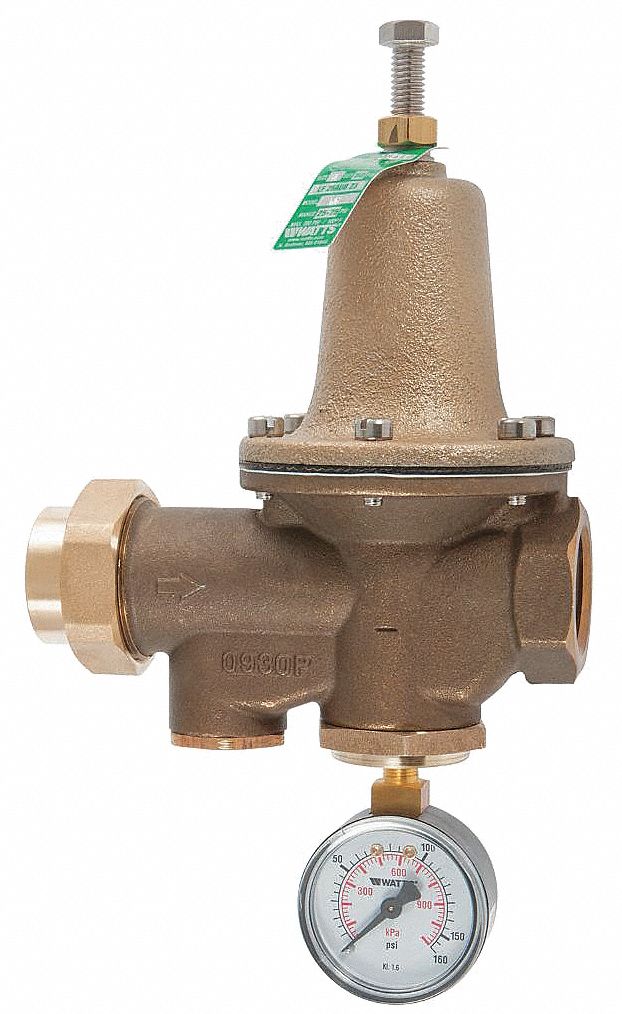 Water Pressure Reducing Valve: NPT x NPT, 1 1/2 in Pipe Size, Copper Silicon Alloy, NPT x NPT