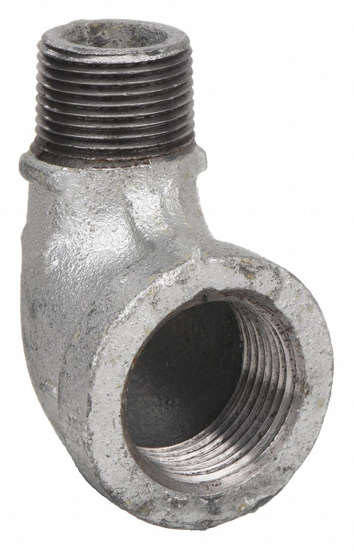 90° Street Elbow: Malleable Iron, 1 in x 3/4 in, NPT x NPT, Class 150
