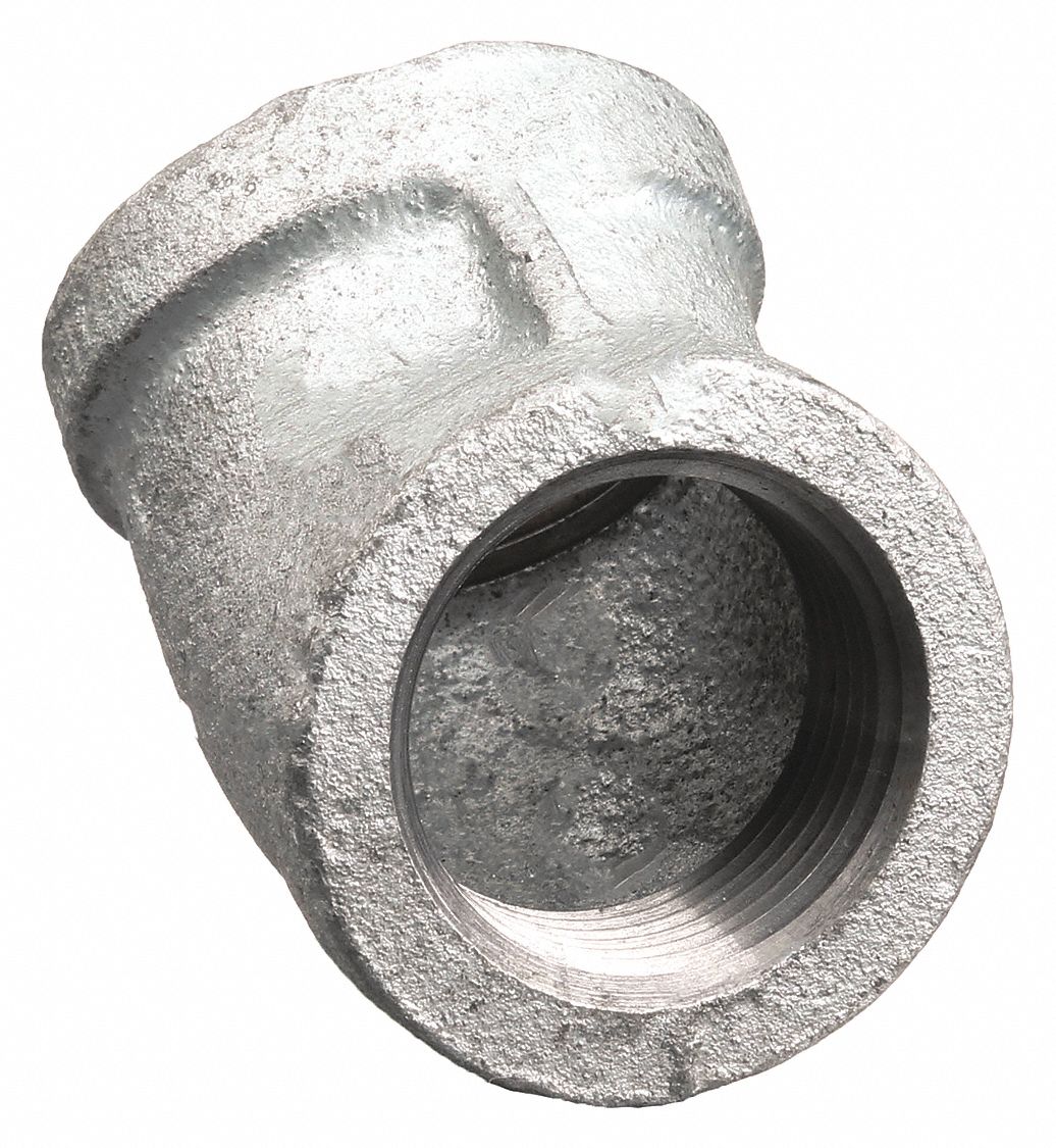 45 °  ELBOW: MALLEABLE IRON, 1½ IN X 1½ IN, NPT X NPT THREAD, CLASS 150