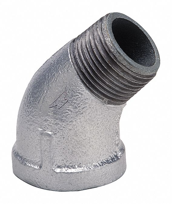Grainger Approved Galvanized Malleable Iron Street Elbow 45 Degrees 1 1 4 Pipe Size Fnpt X