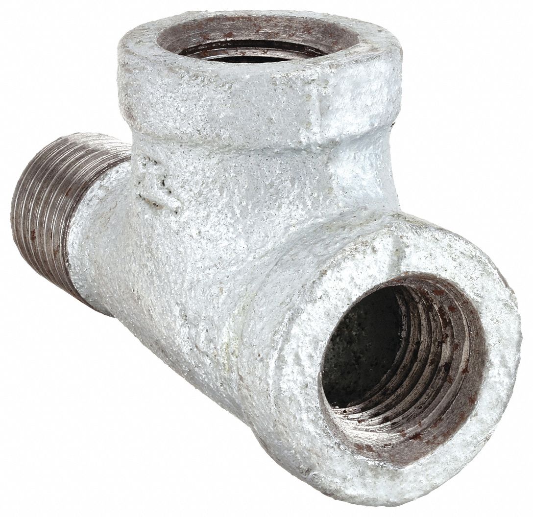 Street Tee: Malleable Iron, 1/4 in x 1/4 in x 1/4 in, NPT x NPT x NPT, Class 150
