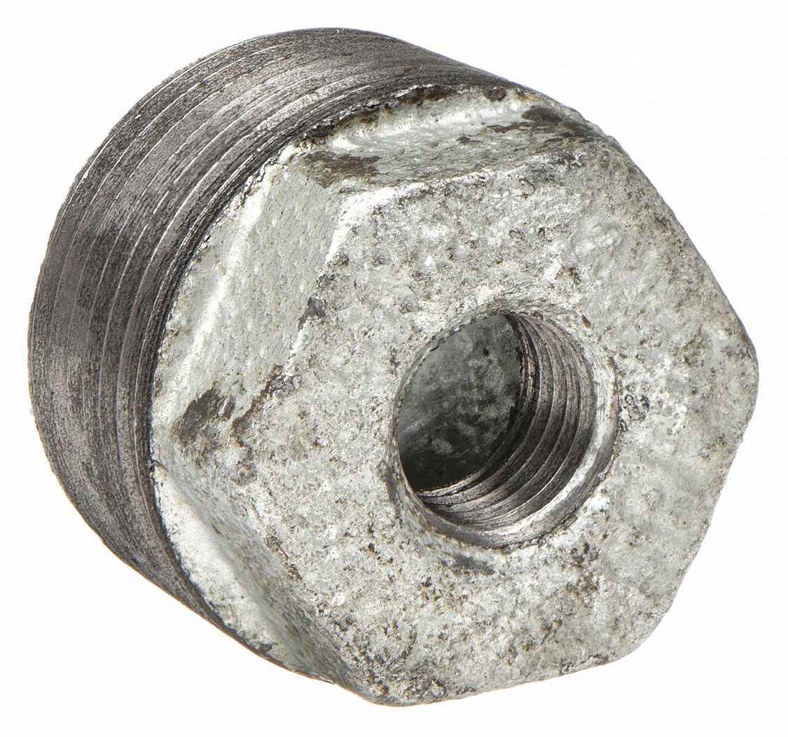 HEX BUSHING: MALLEABLE IRON, 2 IN X 1½ IN, NPT X NPT THREAD, CLASS 150