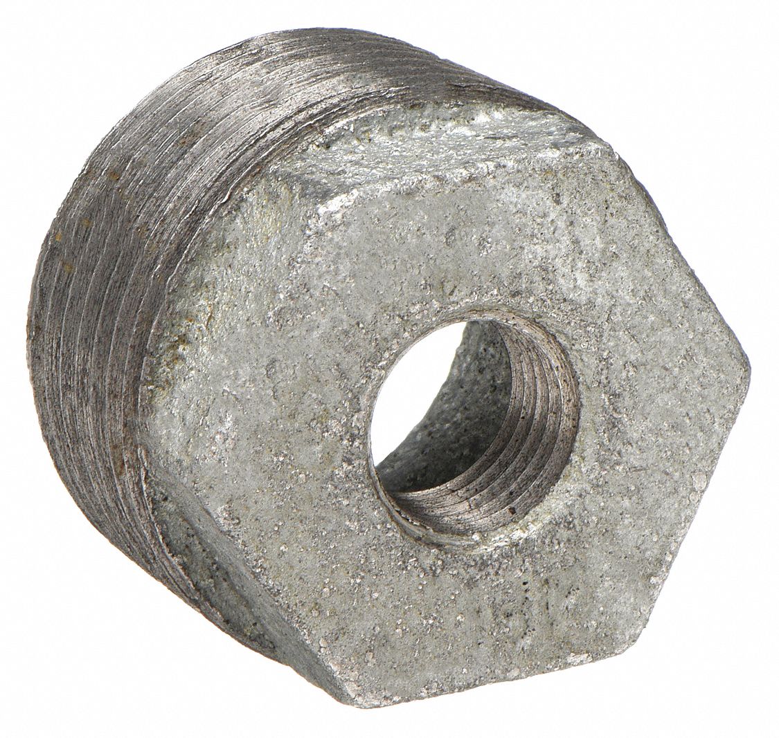 HEX BUSHING: MALLEABLE IRON, 1¼ IN X ½ IN, NPT X NPT THREAD, CLASS 150