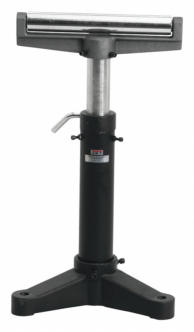 MATERIAL SUPPORT STAND, 14 IN ROLLER W, 22 IN OVERALL W, 23½ IN MIN. H, 38½ IN MAX. H