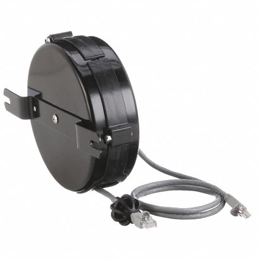 LIND EQUIPMENT Retractable Data Cord Reel: Round, 24 AWG, Gray, LE2320CAT,  20 ft Overall Lg, 6, RJ45