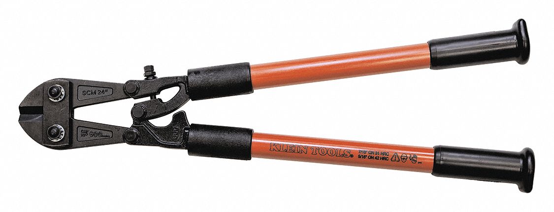 Bolt Cutters: Fiberglass, For 7/16 in Max Dia Soft Steel, For 5/16 in Max Dia Hard Steel